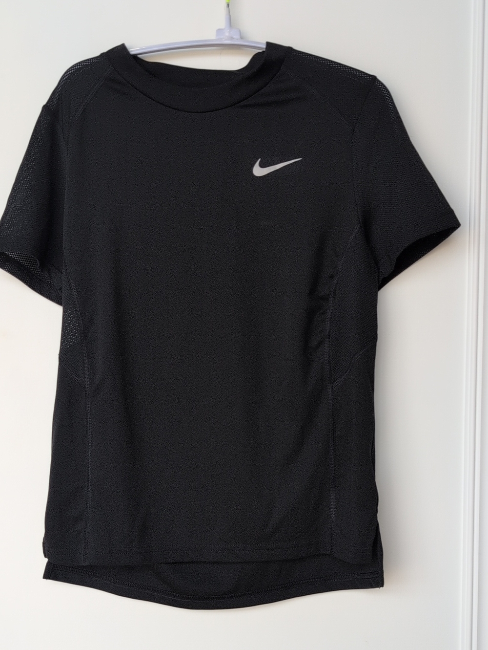Nike Black Short Sleeve Athletic Tee with Silver Swoosh